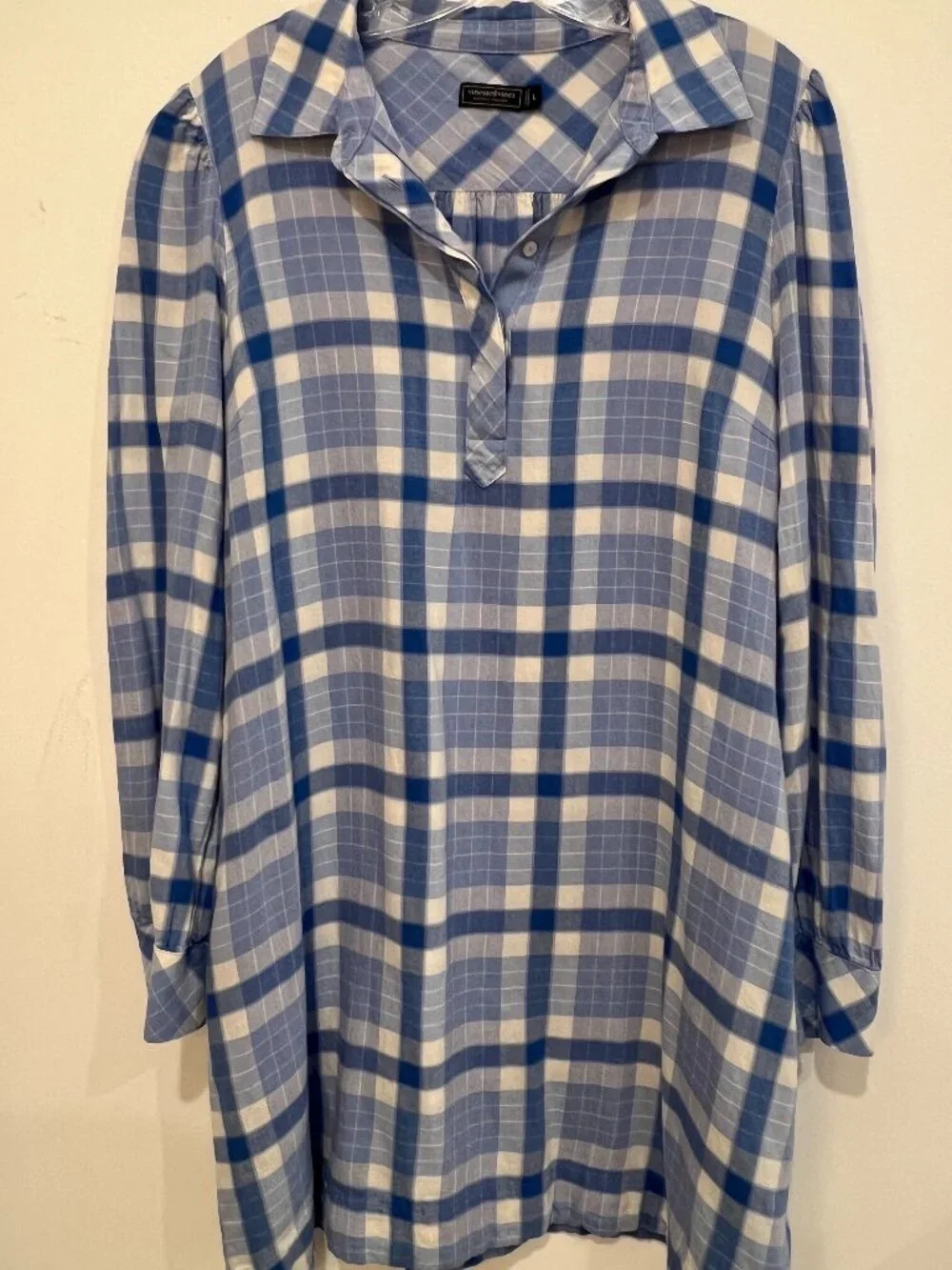 Vineyard vines Plaid Shirt DressWomen Size L Blue